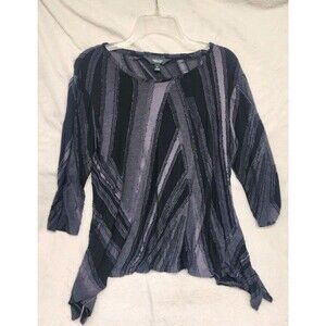 Simply Vera Wang Black Gray Blouse Black Women M